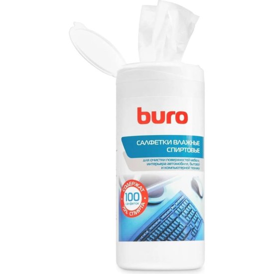 Спиртовые антибактериальные влажные салфетки BURO BU-AN32