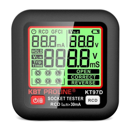 Тестер розеток и УЗО КВТ КТ 97D серия PROLINE
