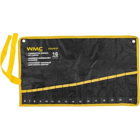 Тканевый органайзер для набора ключей 16 предметов WMC TOOLS WMC-5161P-P(59193)