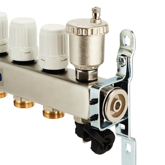 Коллекторная группа с расходомерами нержавеющая сталь Valtec 1 ВР(г) х 6 выходов 3/4 НР(ш) ЕК х 1 ВР(г)