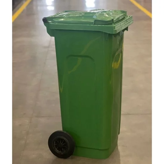 Бак мусорный Элластик-Пласт 120 л пластиковый с крышкой на колесах зеленый