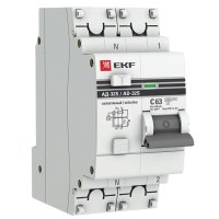 Автомат дифференциальный EKF PROxima АД-32 63А 1P+N тип AC 100 мА 4,5 кА (DA32-63-100S-pro)