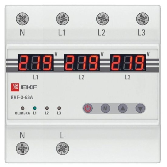 Реле выбора фаз EKF PROxima (RVF-3-63a) 230 В 63 А тип AC