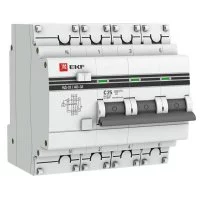 Автомат дифференциальный EKF PROxima АД-32 25А 30 мА 3P+N тип AC 4,5 кА (DA32-25-30-4P-pro)