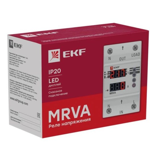 Реле напряжения и тока EKF PROxima MRVA (MRVA-50A) 230 В 50 А тип AC с дисплеем