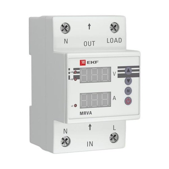 Реле напряжения и контроля фаз EKF PROxima MRVA (MRVA-40A) 230 В 40 А тип AC с дисплеем