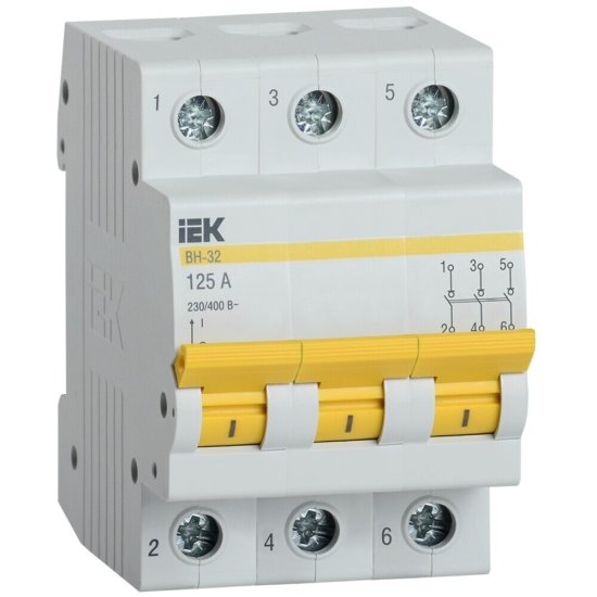 Выключатель нагрузки IEK Karat ВН-32 3P 125А 230/400 В на DIN-рейку (MNV10-3-125)