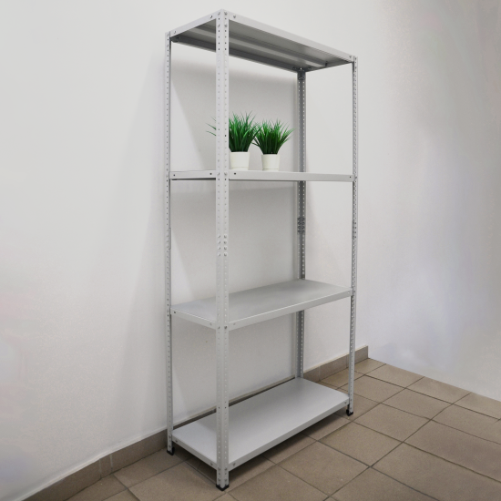Стеллаж металлический 4 полки 180x80x30 см цвет серый нагрузка на полку 100 кг