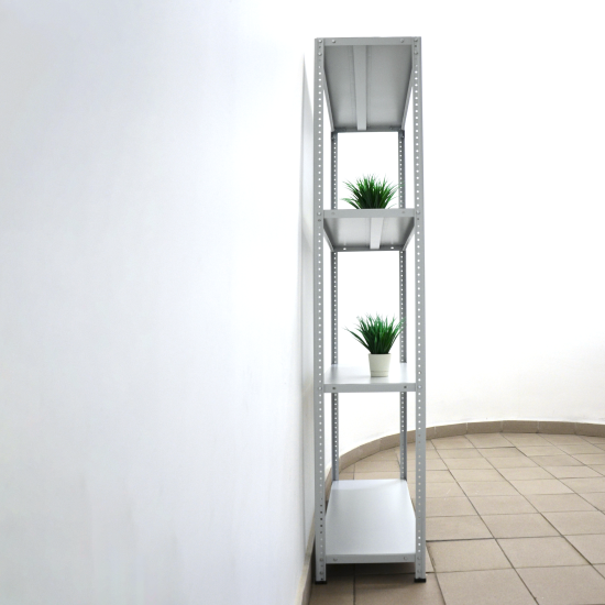 Стеллаж металлический 4 полки 180x80x30 см цвет серый нагрузка на полку 100 кг