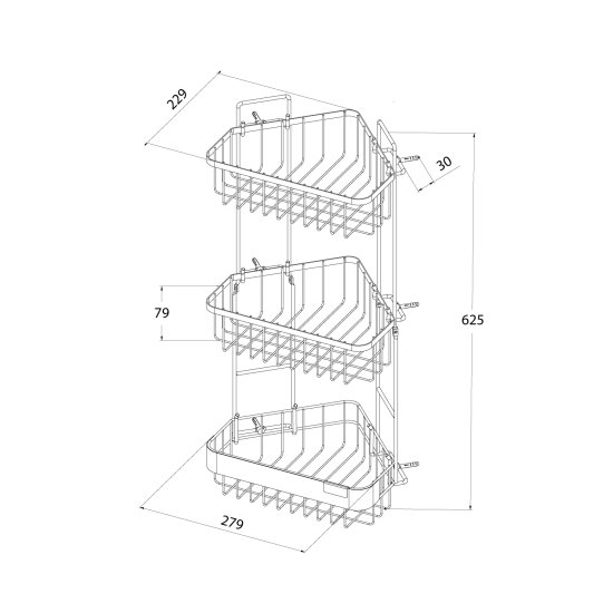 Полка для душа Iddis Soul LM003WC3Bi44 угловая 3 яруса цвет черный