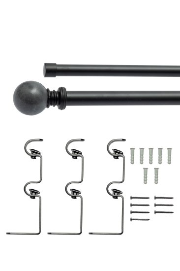 Настенный карниз раздвижной двухрядный HB-CR002 160-300 см металл цвет черно-серый