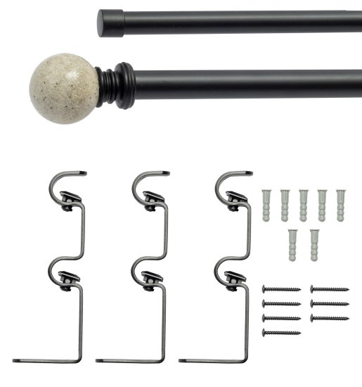 Настенный карниз раздвижной двухрядный HB-CR001 d13/16 мм 160-300 см металл цвет черно-бежевый