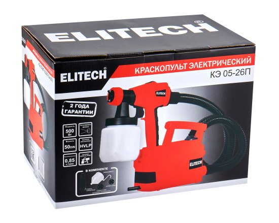 Краскопульт сетевой Elitech КЭ 05-26П, 500 Вт, 0.85 л/мин