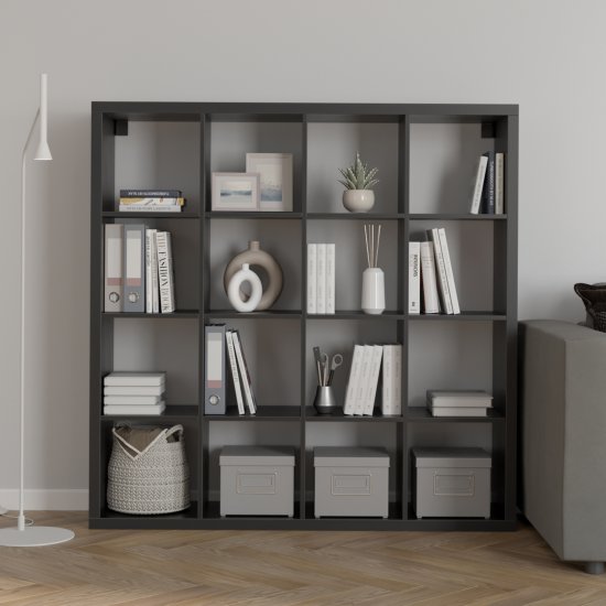 Стеллаж Руан 16 секций KONSENSA 143.7x143.7x31.7 см ЛДСП цвет черный