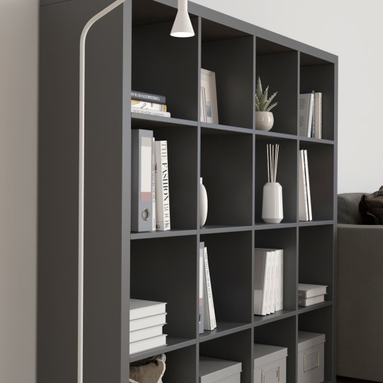 Стеллаж Руан 16 секций KONSENSA 143.7x143.7x31.7 см ЛДСП цвет черный