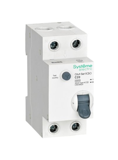 Дифференциальный автомат Systeme Electric City9 Set C9D36620 1P N С20 А 30мА 6кА AC