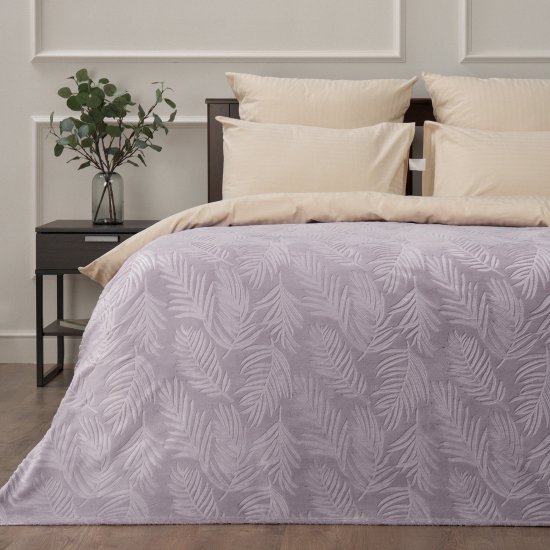 Плед Листья 150x200 см полиэстер цвет сиреневый