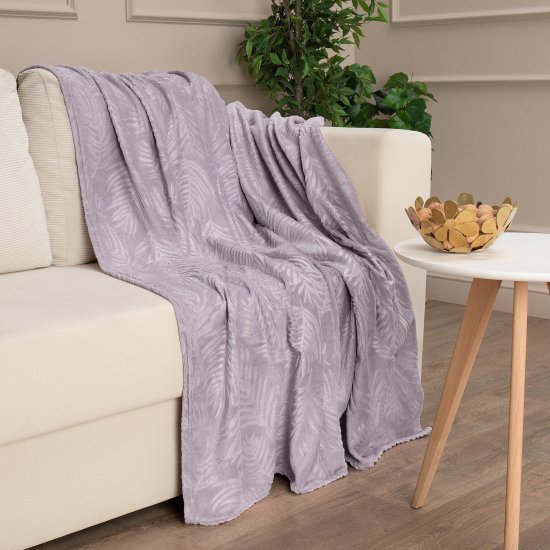 Плед Листья 150x200 см полиэстер цвет сиреневый