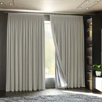 Комплект штор на ленте блэкаут Miamoza Dark 150x250 см цвет светло-бежевый