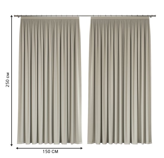 Комплект штор на ленте блэкаут Miamoza Dark 150x250 см цвет светло-бежевый