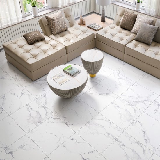 Глазурованный керамогранит Dako Bonomi 60x60 см 1.8 м² матовый с карвингом цвет белый