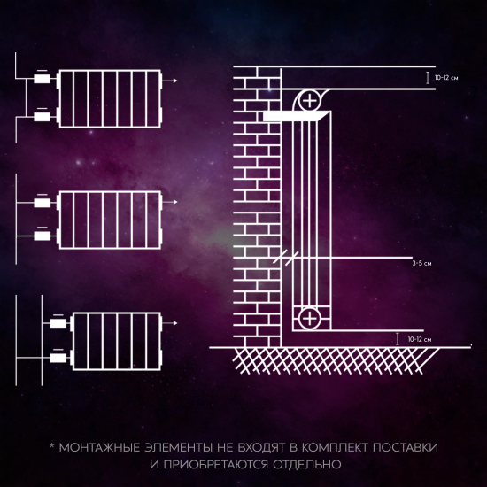 Радиатор секционный Le Heat Bimetal 200/100 10 секций боковое подключение биметалл белый