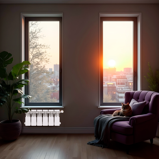 Радиатор секционный Le Heat Bimetal 200/100 6 секций боковое подключение биметалл белый