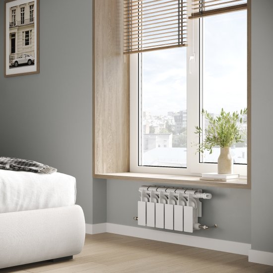 Радиатор секционный Le Heat Bimetal 200/100 6 секций боковое подключение биметалл белый