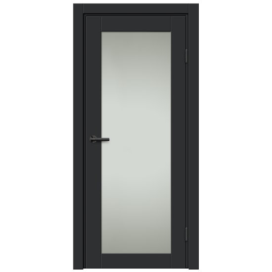 Дверь межкомнатная со стеклом Дестро 60x200 см Hardflex цвет стип антрацит с замком и петлями