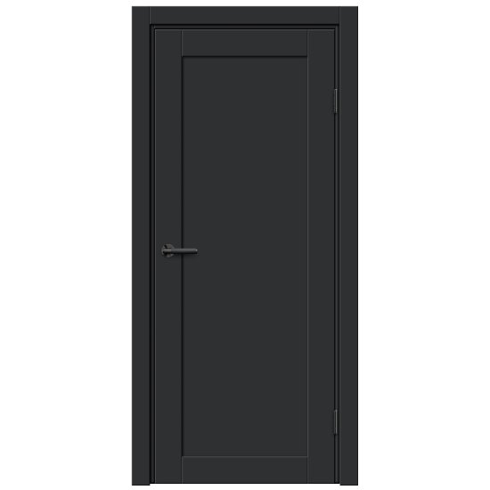 Дверь межкомнатная глухая Дестро 60x200 см Hardflex цвет стип антрацит с замком и петлями