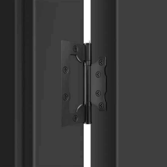 Дверь межкомнатная глухая Дестро 60x200 см Hardflex цвет стип антрацит с замком и петлями