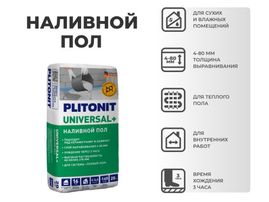 Наливной пол Plitonit Universal 20 кг