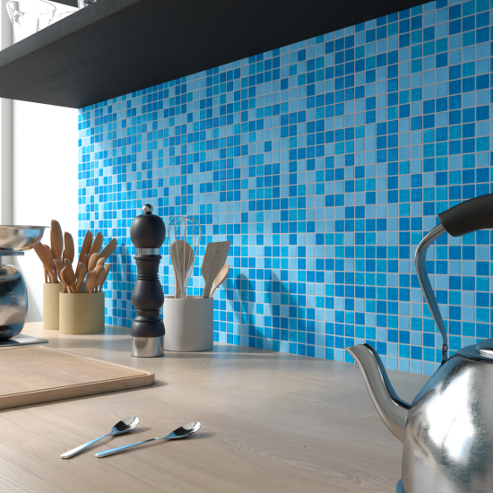 Мозаика стеклянная KREAFORTA голубая 327x327x4 мм