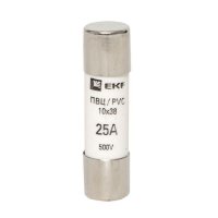 Вставка плавкая EKF ПВЦ 25А 50 кА 500 В цилиндрическая (pvc-10x38-25)