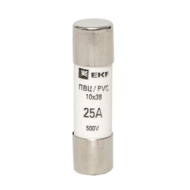 Вставка плавкая EKF ПВЦ 25А 50 кА 500 В цилиндрическая (pvc-10x38-25)