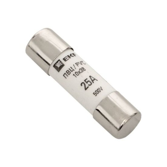 Вставка плавкая EKF ПВЦ 25А 50 кА 500 В цилиндрическая (pvc-10x38-25)
