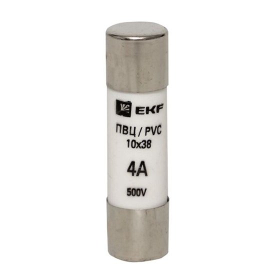 Вставка плавкая EKF ПВЦ 4А 50 кА 500 В цилиндрическая (pvc-10x38-4)