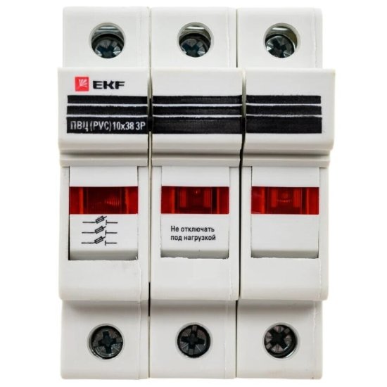 Предохранитель-разъединитель EKF ПВЦ 3P 32А 500 В на DIN-рейку с индикацией (pr-10-38-3)