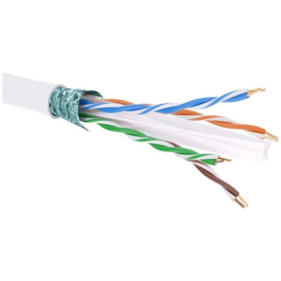 Интернет-кабель (витая пара) F/UTP CAT6 4х2х0,58 мм экранированный DKC белый (305 м)