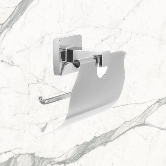 Держатель для туалетной бумаги Delphinium 6586 с крышкой металл хром (102266)