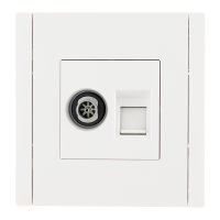 Розетка телевизионная/ компьютерная IEK Forte&Piano FP236 встраиваемая белая TV/ RJ45 (FP-AK20-1-K01)