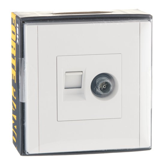 Розетка телевизионная/ компьютерная IEK Forte&Piano FP236 встраиваемая белая TV/ RJ45 (FP-AK20-1-K01)