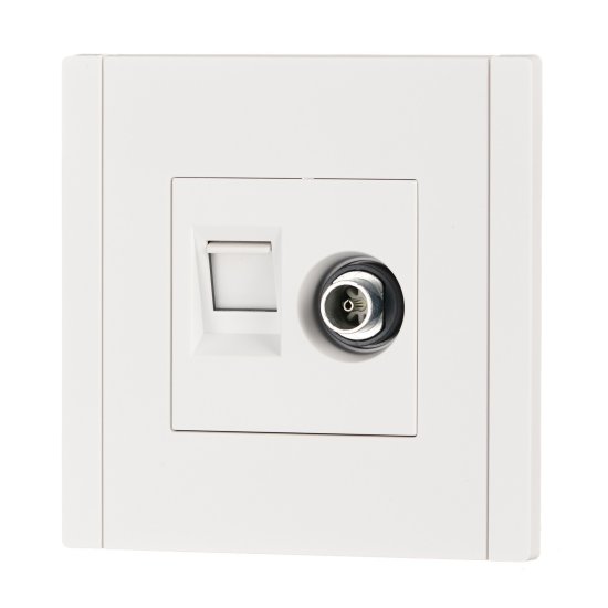 Розетка телевизионная/ компьютерная IEK Forte&Piano FP236 встраиваемая белая TV/ RJ45 (FP-AK20-1-K01)