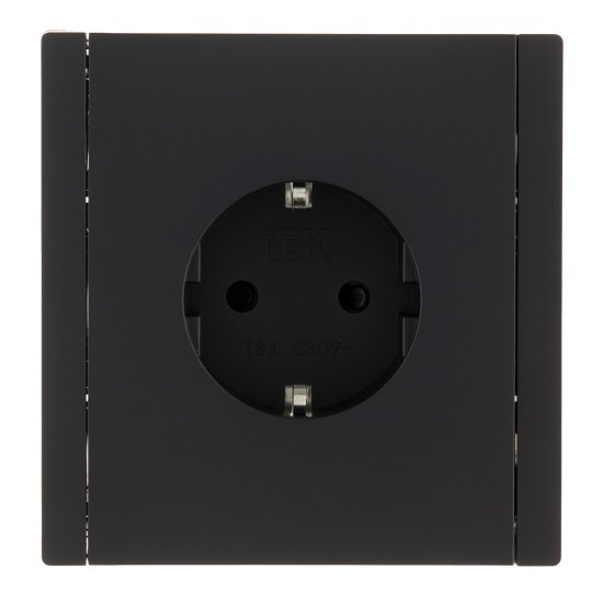 Розетка IEK Forte&Piano FP113 встраиваемая черная со шторками (FP-R14-16-1-K02)