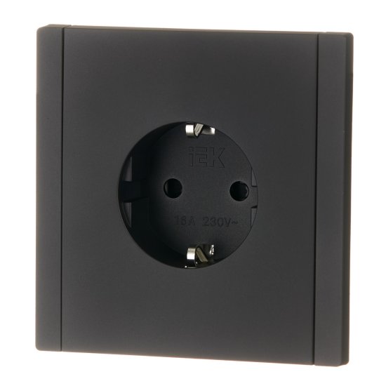 Розетка IEK Forte&Piano FP113 встраиваемая черная со шторками (FP-R14-16-1-K02)