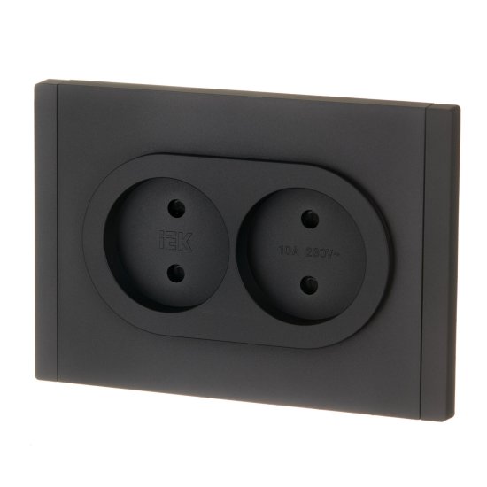 Розетка IEK Forte&Piano FP125 встраиваемая черная со шторками (FP-R23-10-1-K02)