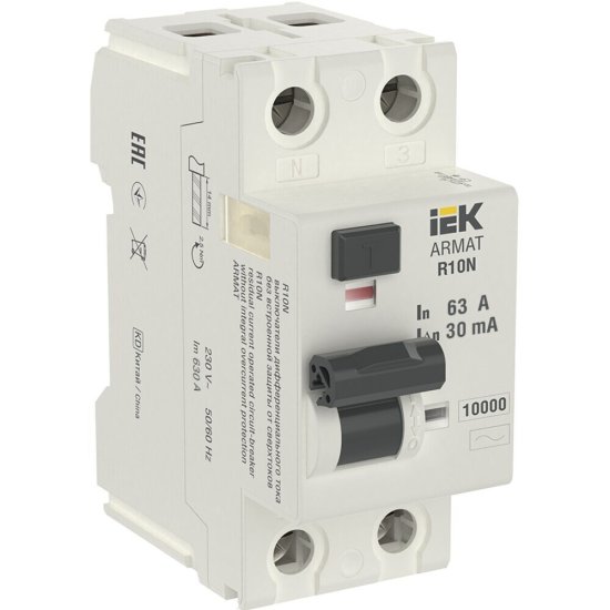 УЗО IEK Armat R10N 63А 2P тип AC 30 мА (AR-R10N-2-063C030)