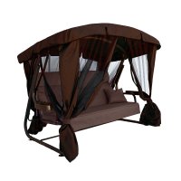 Качели садовые 3-х местные МебельСад Ранго Премиум шоколад 2340х1500х1750 мм с антимоскитной сеткой (МС 3300-Р ш/ш)