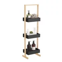 Стеллаж для ванной Lemer Nice 3 полки 26x70x17 см цвет черный/дерево