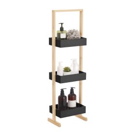 Стеллаж для ванной Lemer Nice 3 полки 26x70x17 см цвет черный/дерево